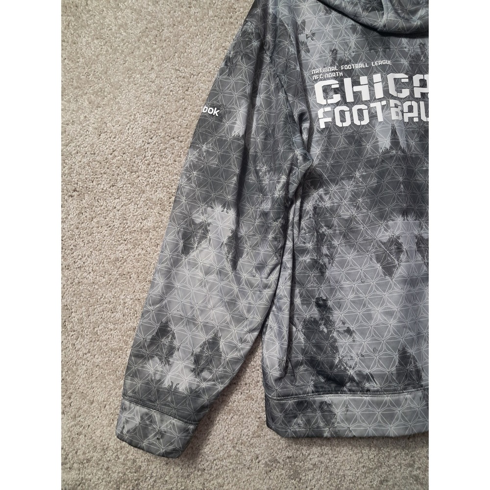 Chicago Bears Reebok Full Zip Hoodie Mens L Grey NFL Onfield Geometric Pattern - Picture 13 of 13